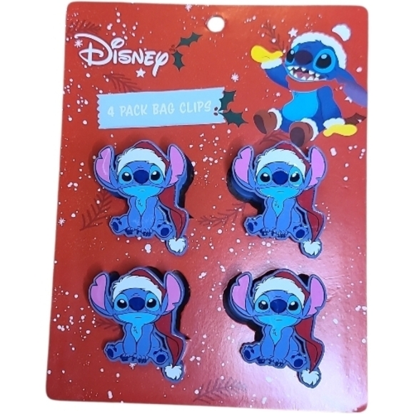 Disney Other - Disney Blue and Red Stitch Holiday Bag 4 Clips